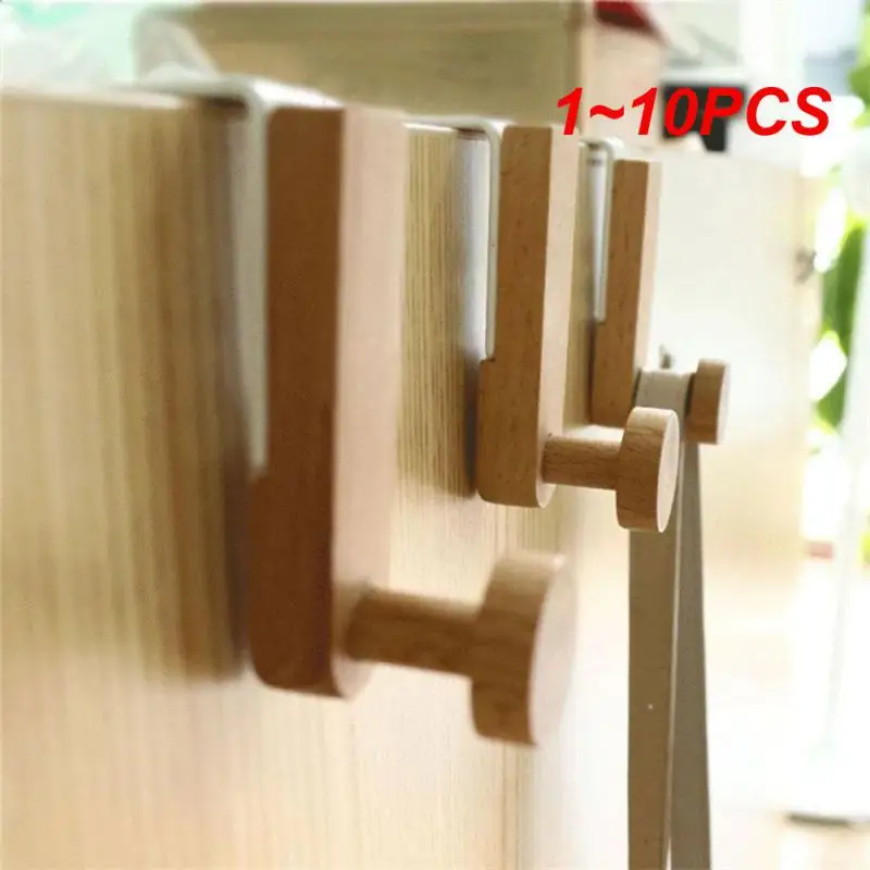 Door Back Hanging Holder Kitchen Cabinet Hook Towels Clothes Coat Bathroom Accesories Storage Hanger Iron Wooden Rack 1~10PCS storage hook door hook decorative hook