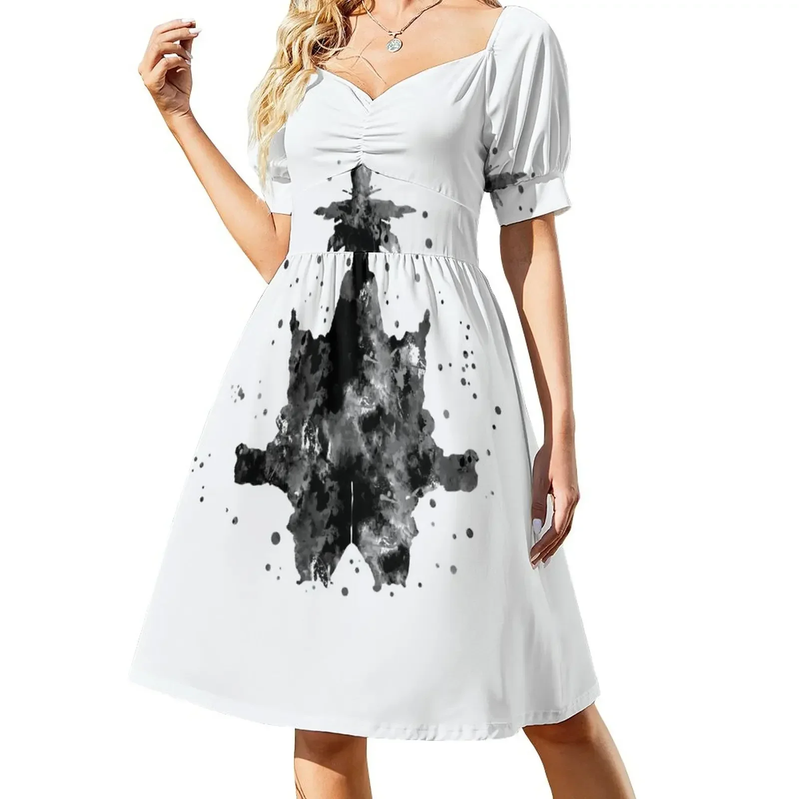 Acuarela de Rorschach Tarjeta de Rorschach 6 Vestido de manga corta Vestido lindo ropa