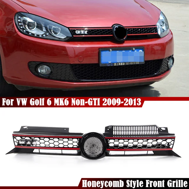 Grille Compatible With 2010-2014 Volkswagen Golf 6 MK6, GTI Style ABS  Plastic Black W & Red Trim Front Bumper Grill Hood Mesh by IKON  MOTORSPORTS, 2011 2012 2013 – Ikon Motorsports