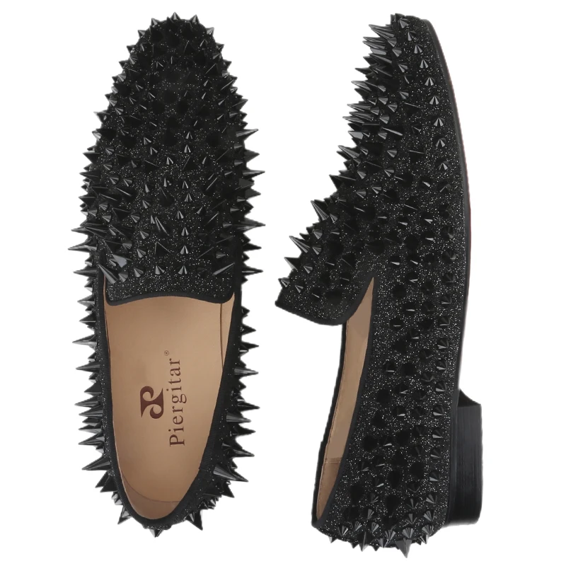 Piergitar Three Colors Handmade Spiked Slip-On Loafers For Fashion - Main Image