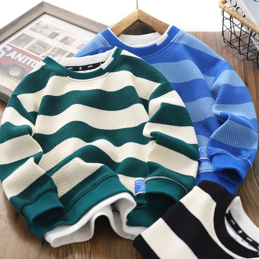 

Boys' Autumn 2022 New Children's Spring and Autumn Striped Top Fashionable Baby Leisure Sweater