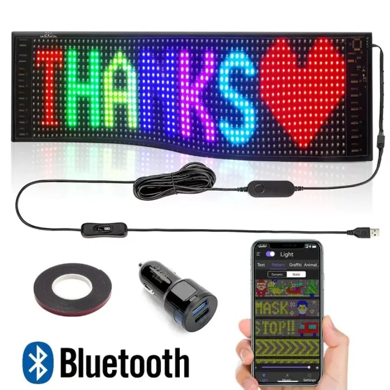 

LED Matrix Pixel Panel, Scrolling Bright Advertising LED Signs, Flexible USB Bluetooth App Control Screen Taxi Rear Window Shop