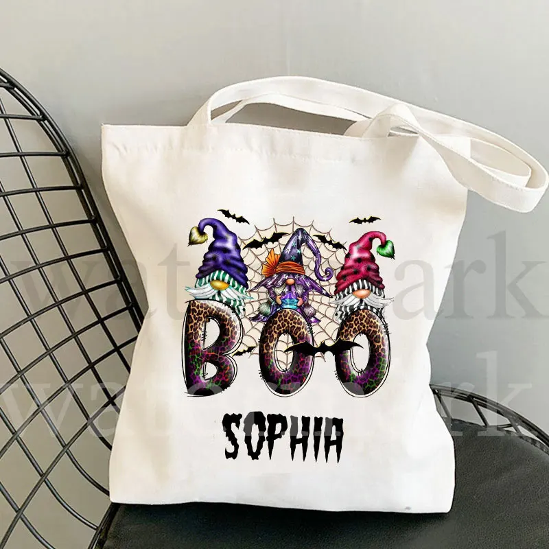 

Персональная Сумка-тоут Boo на Хэллоуин, женская сумка для шоппинга, аксессуары для Хэллоуина, для детей