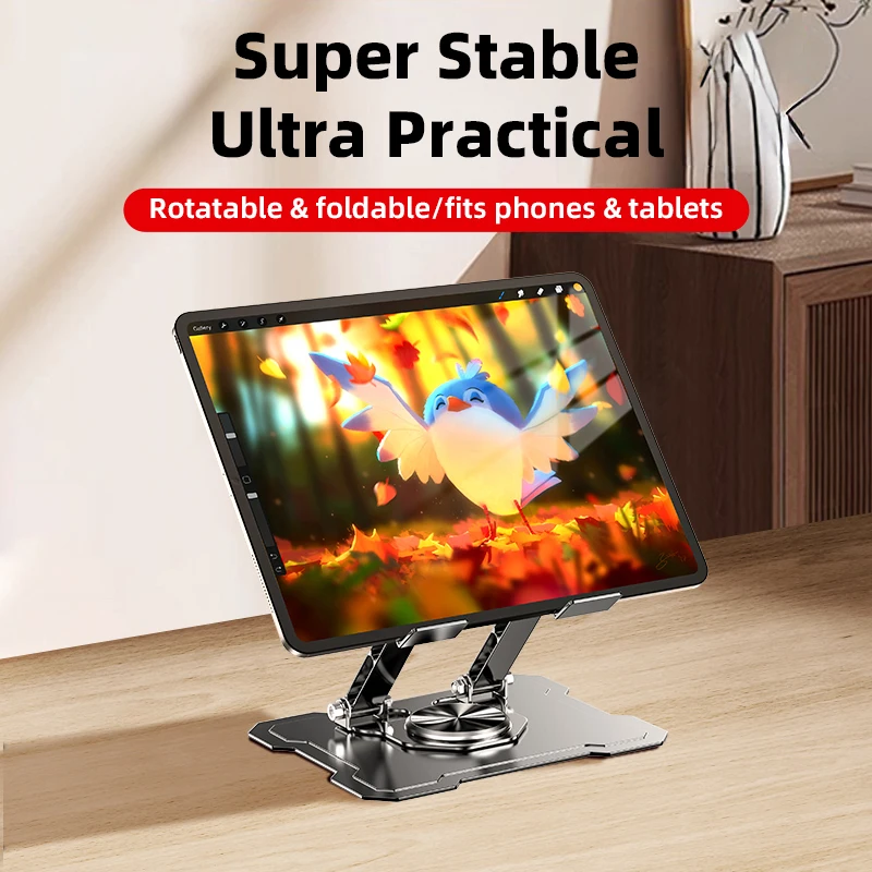 NOHON 탄소강 회전식 태블릿 스탠드 4.7-12인치 Ipad Pro/Air/Min 노트북 태블릿용 조절 가능한 접이식 데스크탑 스탠드 홀더