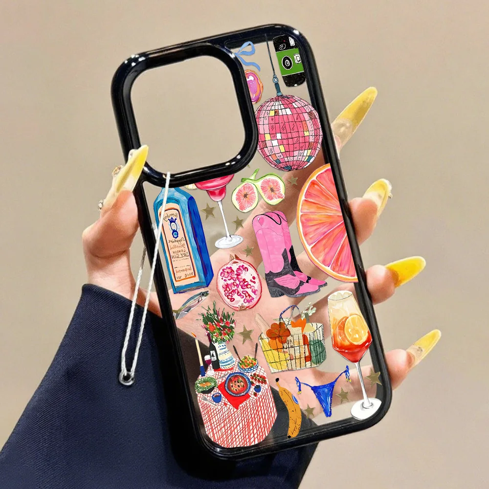 Seaside Scenery Wine Lemon Acrylic Shockproof Transparent Phone Case