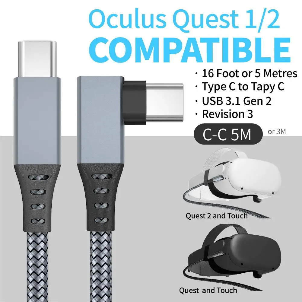 5M Data Line Charging Cable For Oculus Quest 2 Link VR Headset USB 3.0 Type C Data Transfer USB-A To Type-C Cable VR Accessories
