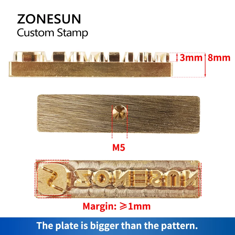 ZONESUN Custom Logo Leather Stamp Hot Brass Branding Iron Brand Heating On Wood Paper DIY Gift Personalized Stamping Mold 2