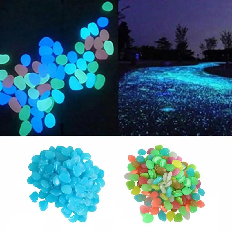 

200pcs Glowing Pebbles Landscaping Rocks Glowing Rocks Outdoor Garden Stones Gravel Luminous Decorative Stones Aquarium Gravel