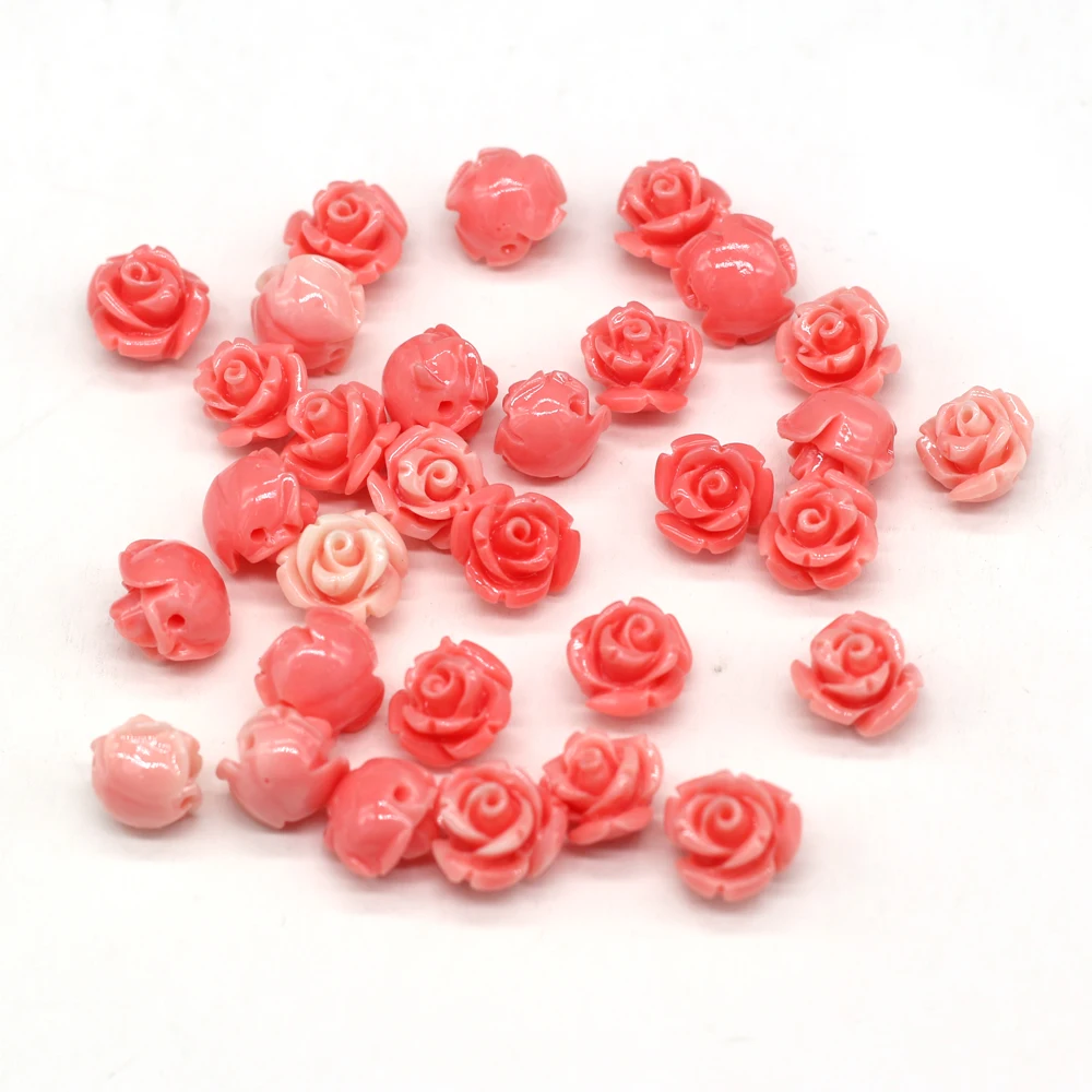 10 Stück/Packung 10/11/12/15 mm Blumenform rote natürliche Koralle lose Perlen für Schmuckherstellung DIY Halskette Armband Ohrringe Zubehör – Detail 3