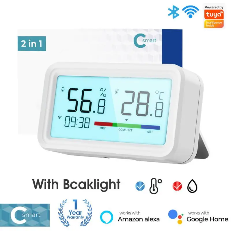 

Tuya New WiFi Temperature Humidity Sensor Smart Life Hygrometer Thermometer Sensor With Type C Remote Phone Linkage Alarm New
