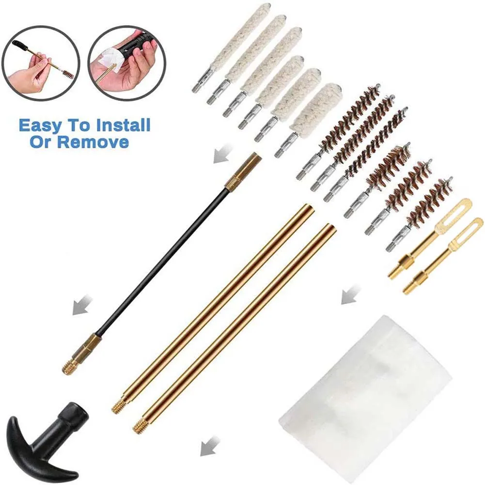 19-Piece Gun Cleaning Kit Barrel Brush 60ml Gun Oil Lubricant Universal Firearm CLP Cleaner Anti-Rust Maintenance Protectant