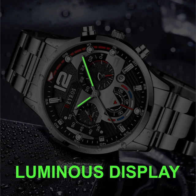 Fashion Mens Sports Watches Luxury Stainless Steel Quartz Wrist Watch Calendar Luminous Clock Men Business Casual часы мужские 3