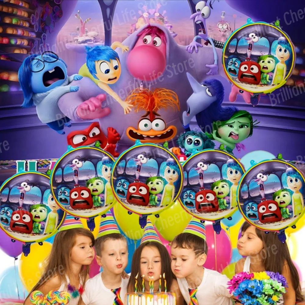 Set 7 Palloncini In Foil Inside Out 2, Personaggi Gioia Tristezza Rabbia, Decorazioni Per Festa Di Compleanno Bambini