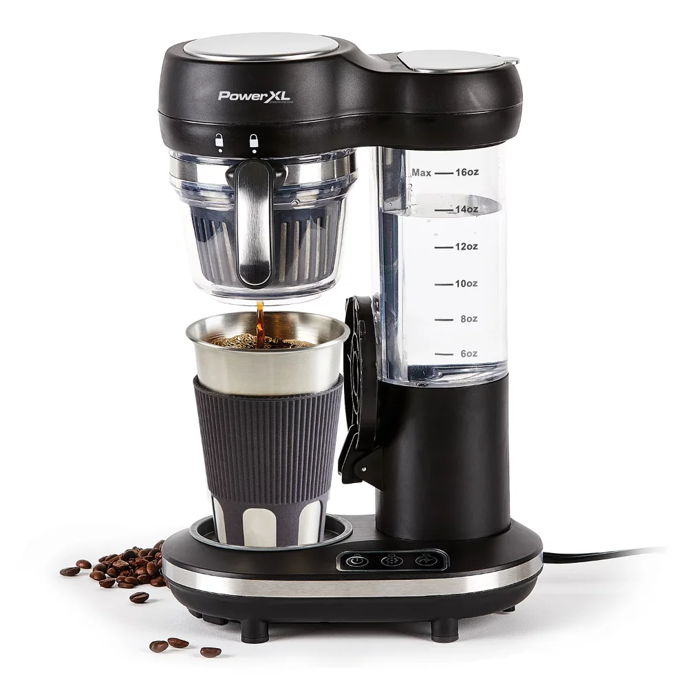 

Grind and Go Plus Coffee Maker, Automatic Single-Serve Coffee Machine with 16-Oz