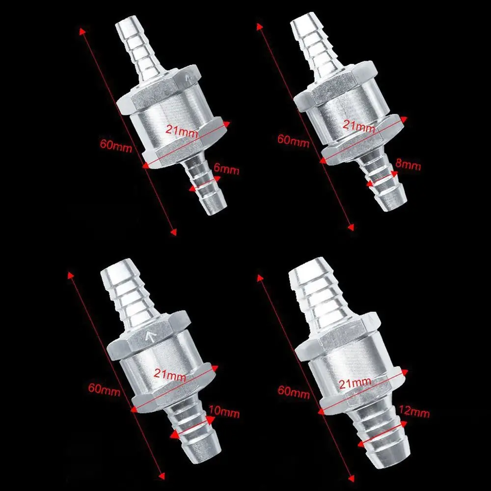 Aluminium Alloy Water Diesel 6/8/10/12mm Vehicle Check Valve Fuel Non Return One Way Adapter