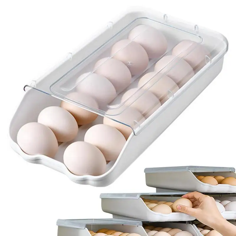 

Automatic Rolling Egg Holder Egg Storage Container For Refrigerator Stackable Egg Organizer And Dispenser Holds 14 Eggs