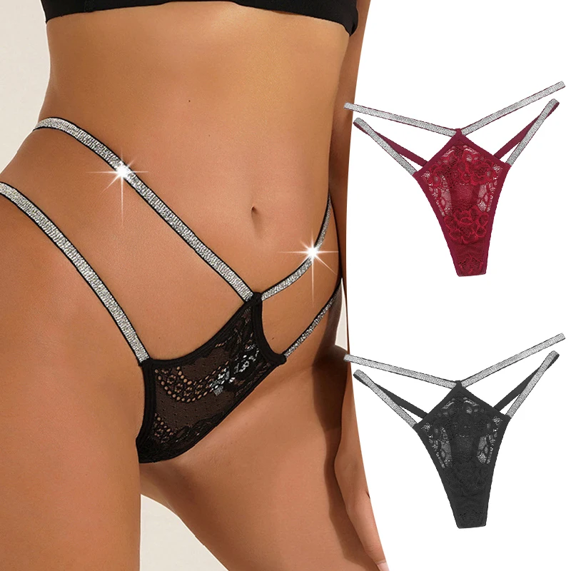

Briefs 2023 New Fashion Thongs G String Knickers Women Seamless Underwear Floral Lace Waist Panties Sexy Female Ice Lingerie
