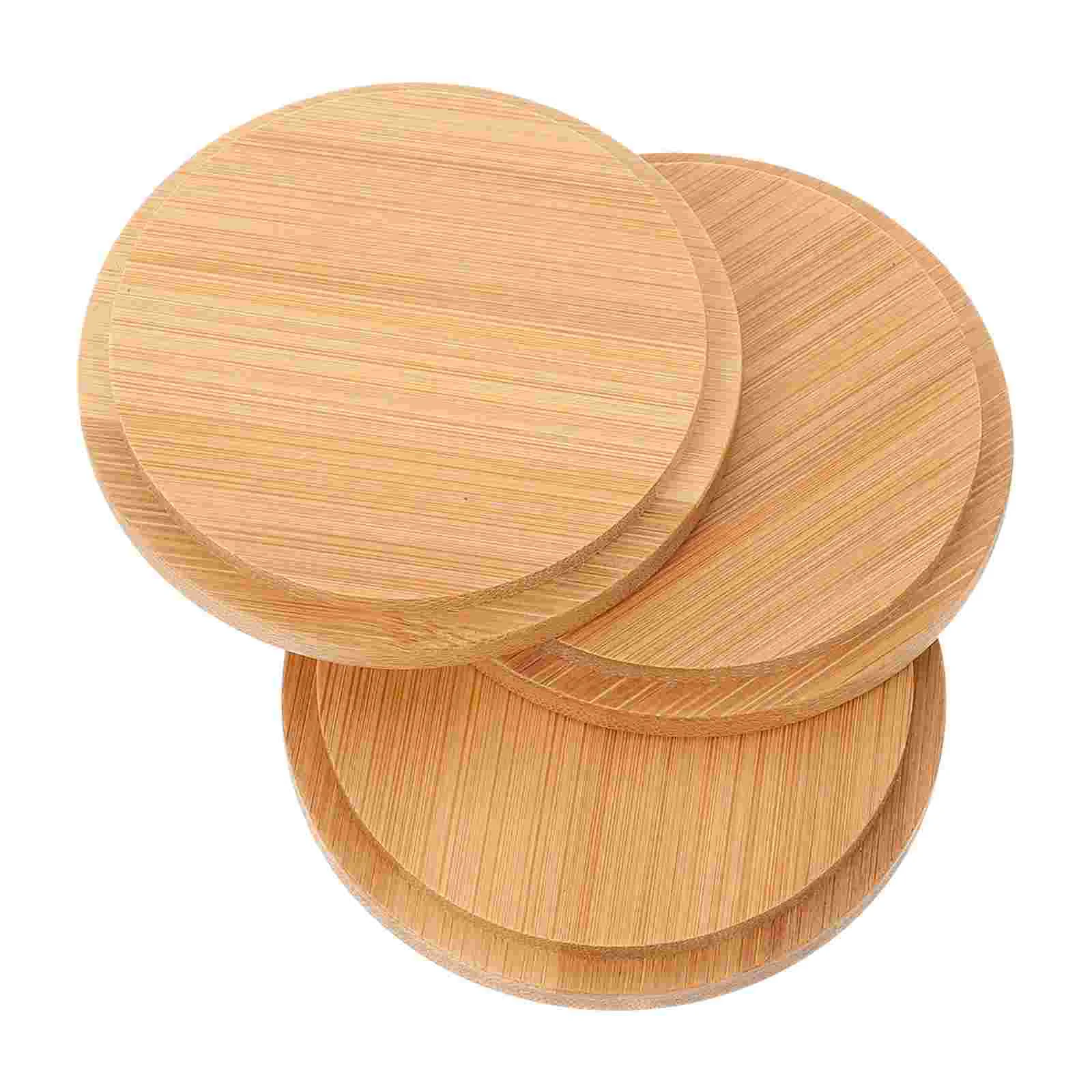 Bamboo Cup Lids Cup Lids Bamboo Mug Covers Wooden Accessories Kitchen Cookware Parts Practical Components 3 Pcs