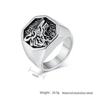 Retro Made Old Wolf Head Rings,Stainless Steel Geometric Men Finger ,Punk Cool Jewelry 2