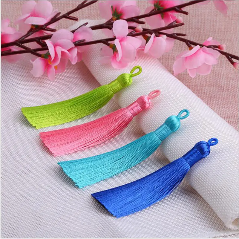 고리 원형 술 실크 프린지 앞머리 꽃 술 장식 공예, DIY 쥬얼리 홈 장식, 바느질 액세서리, 8cm, 5-10 개