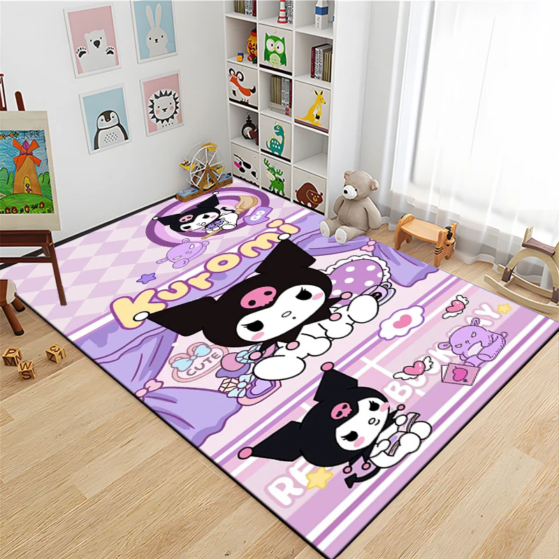 

Sanrio Kuromi Anime Large Area Rug 3D Carpet for Living Room Kids Bedroom Sofa Kitchen Kids Decorate Children Non-slip Floor Mat