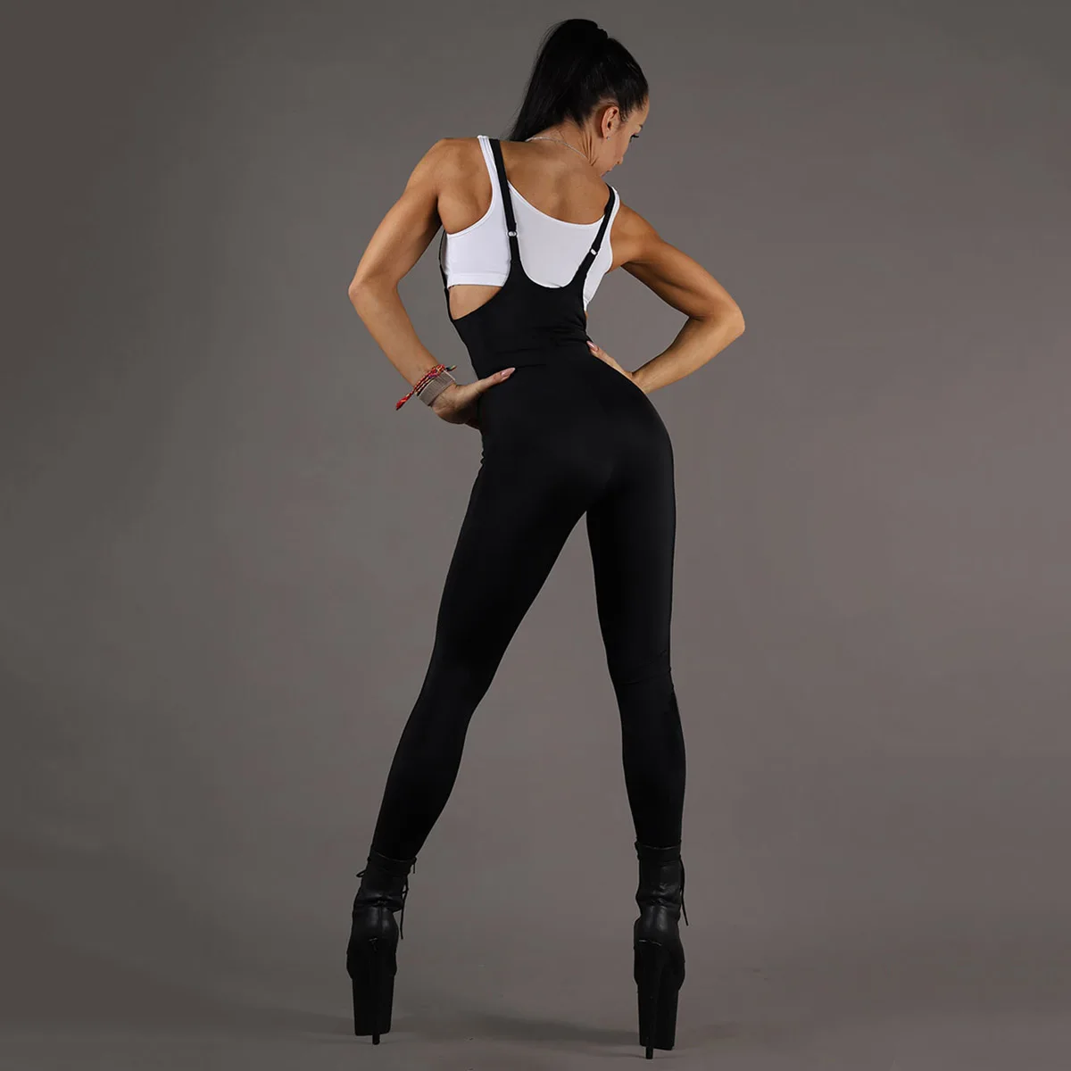 Oshoplive Solid Color Wrap Spaghetti-Neck Backless Jump Suits for Women Going Out Backless Fitness Sexy Sports Ladies Jumpsuits