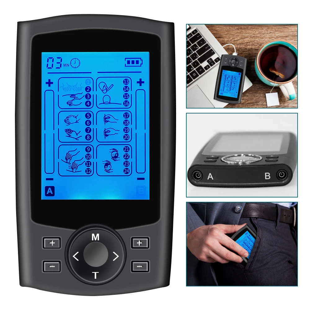 24 Modes Tens Massager EMS Muscle Stimulator Acupuncture Digital Therapy Machine for Pain Relief Body Massage