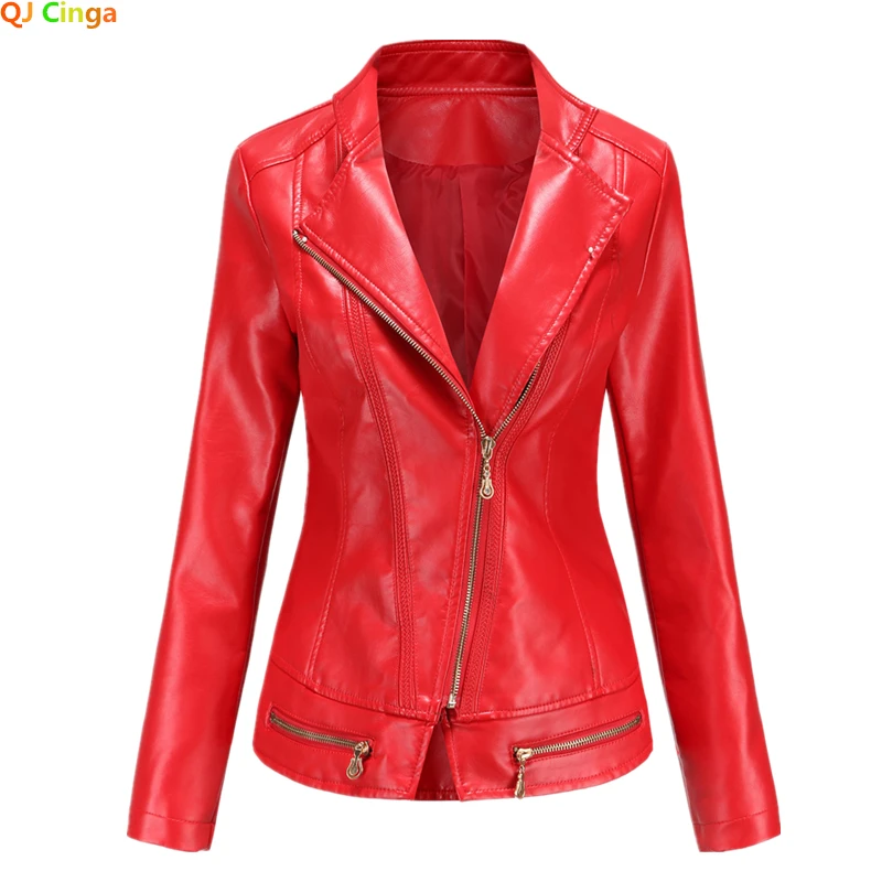 New Arrival 2022 Brand Spring Autumn Motorcycle Leather Jackets Red