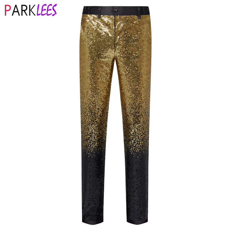 Shiny Gold Gradient Sequin Pants For 