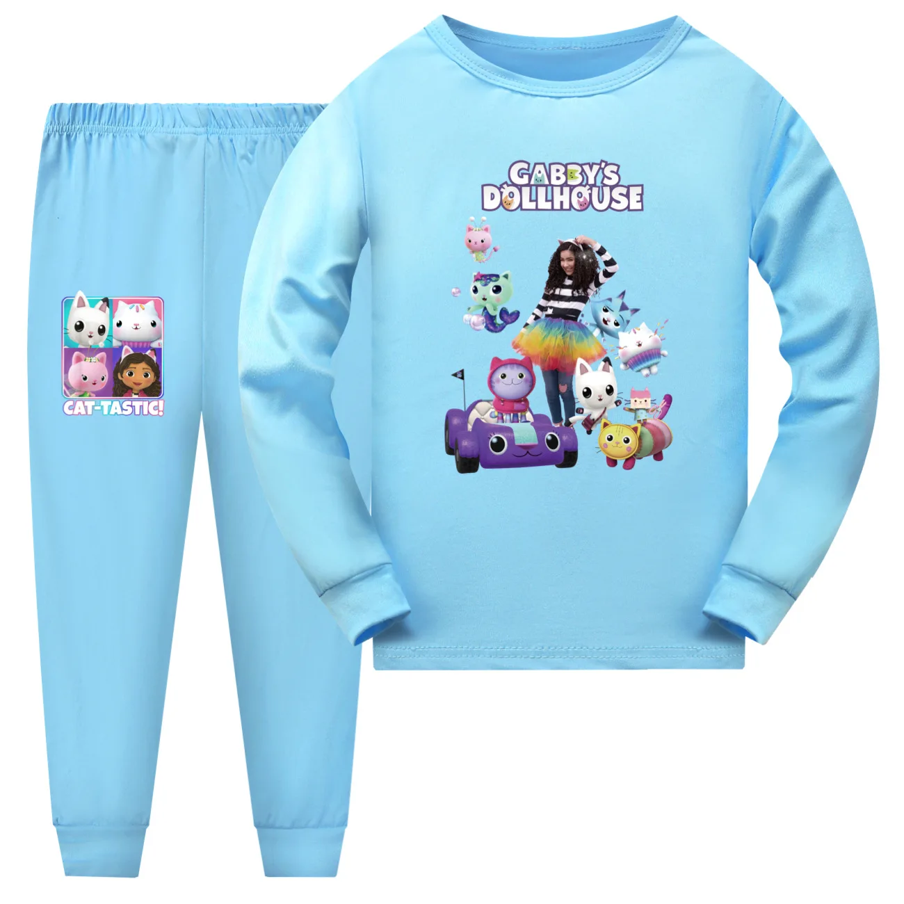 Gabbys Dollhause Pijama Kids Cartoon Gabby Cats Clothes Baby Girls Long Sleeve Tops Pants 2pcs Sets Children's Casual Sleepwear