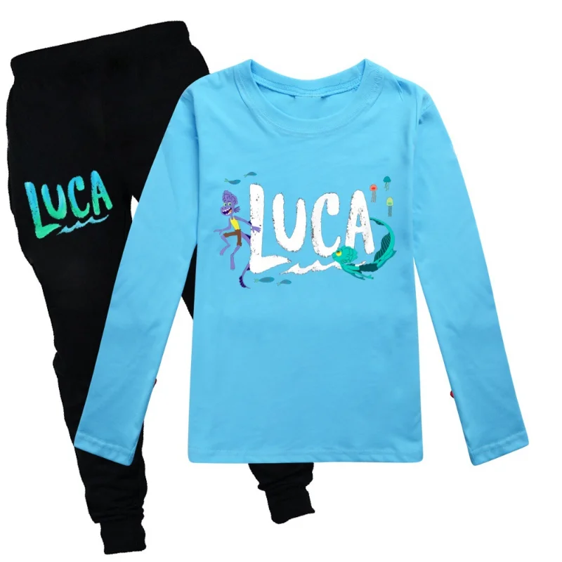 Disney-camisetas y pantalones de Jogging de Pixar Luca para bebés, trajes de manga larga de dibujos animados, conjuntos de ropa, 2 piezas, nueva película, otoño