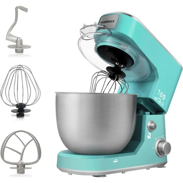 

CUSIMAX Stand Mixer with 5-QT Stainless Steel Bowl, Tilt-Head Kitchen Electric Mixer with Dough Hook, Mixing Beater and Whisk