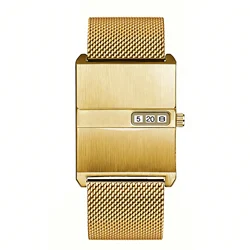 Elegant Retro Ladies' Watch with Large Dial and Digital Calendar (Gold)