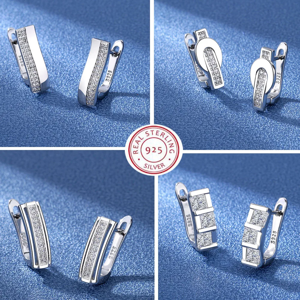 Silver Stud Earrings 925 Sterling Women Fashion Cute Tiny Clear Crystal CZ Gift for Girls Teens Lady