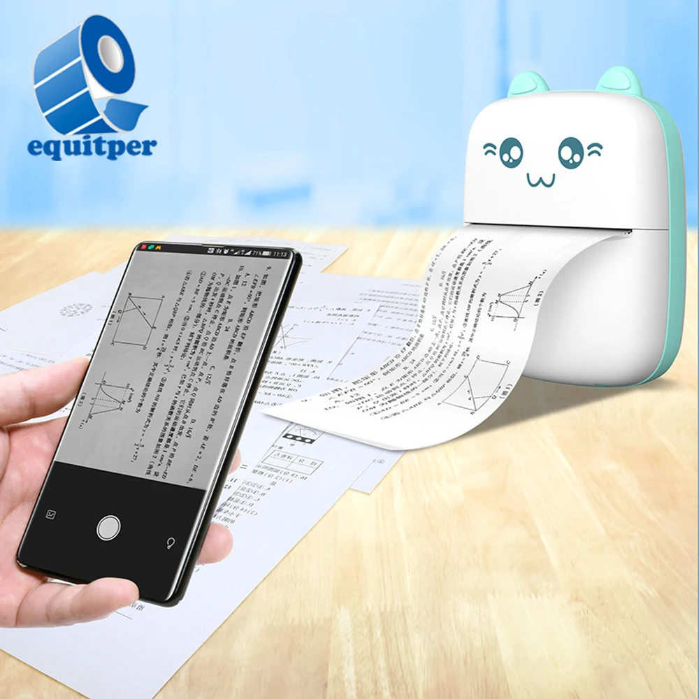 Карманный мини-принтер EQUITPER для почтовых фотографий, почтовых заметок, поиск тегов, переносной офисный термопринтер, принтер для наклеек и этикеток