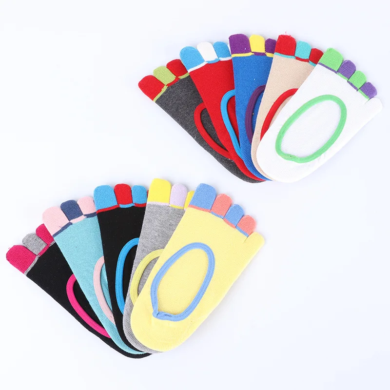 

Разноцветные носки-лодочки с пятью пальцами, невидимые носки с пятью пальцами, женские носки