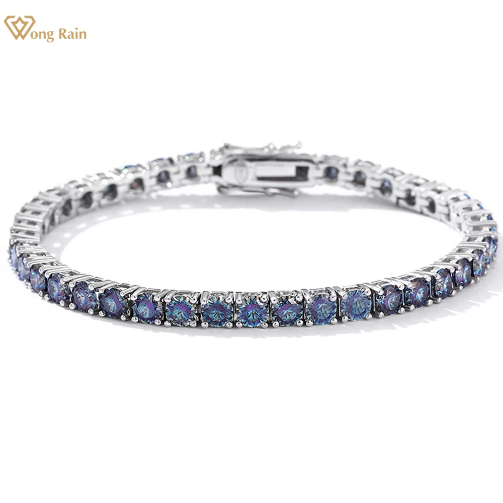 

Wong Rain 925 Sterling Silver VVS1 3EX D Color 3-6.5 MM Diamonds Gemstone Real Moissanite Tennis Chain Bracelets Bangle Jewelry