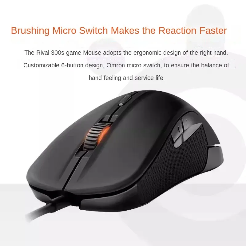 Mouse Gaming com Fio Botões Iluminação Rgb Truemove Sensor Óptico Usb 7200 Cpi Original Steelseries-rival300s - Imagem 3