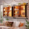 37" Floating Shelves for Wall with Led Wall Shelves for Kitchen Storage Pipe Shelving with 8 S-Hook Wood Wall Mounted Shelves 3