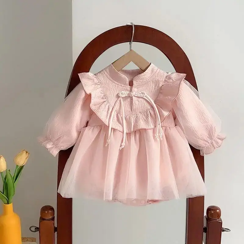 Infant Baby Dress Spring and Autumn Fashion Little Girl Princess Dress Children's Bag Fart