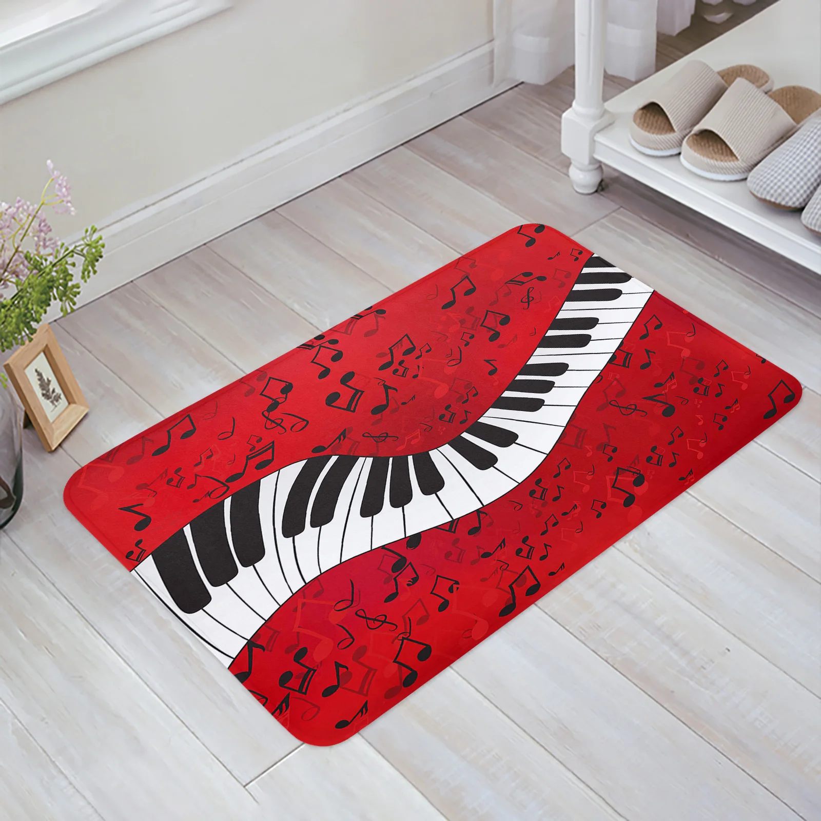 Tapis de sol rouge antidérapant avec touches de Piano, Note de musique,  paillasson d'entrée, pour salon, cuisine, salle de bain, décor de maison -  AliExpress