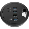 Desk-Fit 80mm 4 Port USB 3.0 Hub with 3.5mm Audio Mic Phone Jack/BC 1.2 USB Charger, 5V/2A Power Adapter for iPhone/Smart Phones 1