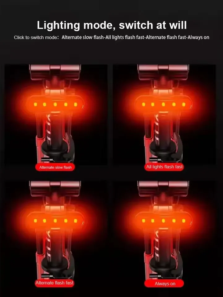 Luce Posteriore per Bicicletta, Fanale Posteriore USB Ricaricabile Impermeabile, Luce di Sicurezza per Ciclismo Notturno, Accessori MTB - immagine 5