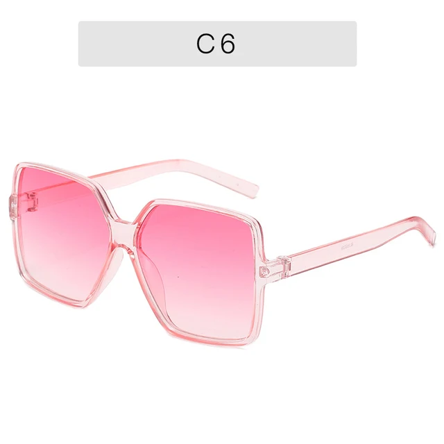 Black Square Oversized Sunglasses Women Big Frame Colorful Sun Glasses Female Mirror Oculos Unisex Gradient Hip Hop Shades C6 TransPink