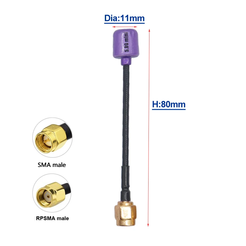 5.8G Lollipop 5Dbi RHCP SMA RPSMA Omni LDS Antenna For FPV Drone