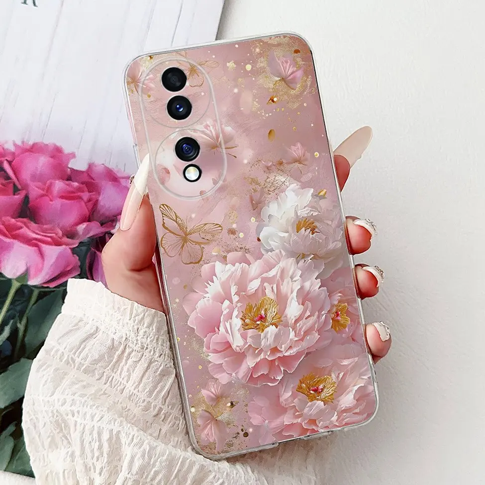 Clear Aesthetic Cute Cat & Flowers Soft Phone Case - Fashionable and Fun Design