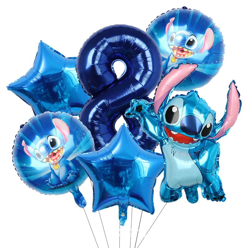 thumbnail image 1 of Nuevos suministros de decoración para fiesta de cumpleaños de Disney Lilo Stitch, globos, platos de papel Aloha, vasos, servilletas, manteles, baby shower para niños, 1 of 5