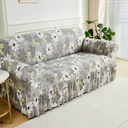 Elegant Floral Slipcover with Skirt - Non - Slip Elastic Sofa Cover - 1pc Single seat (Color  09)