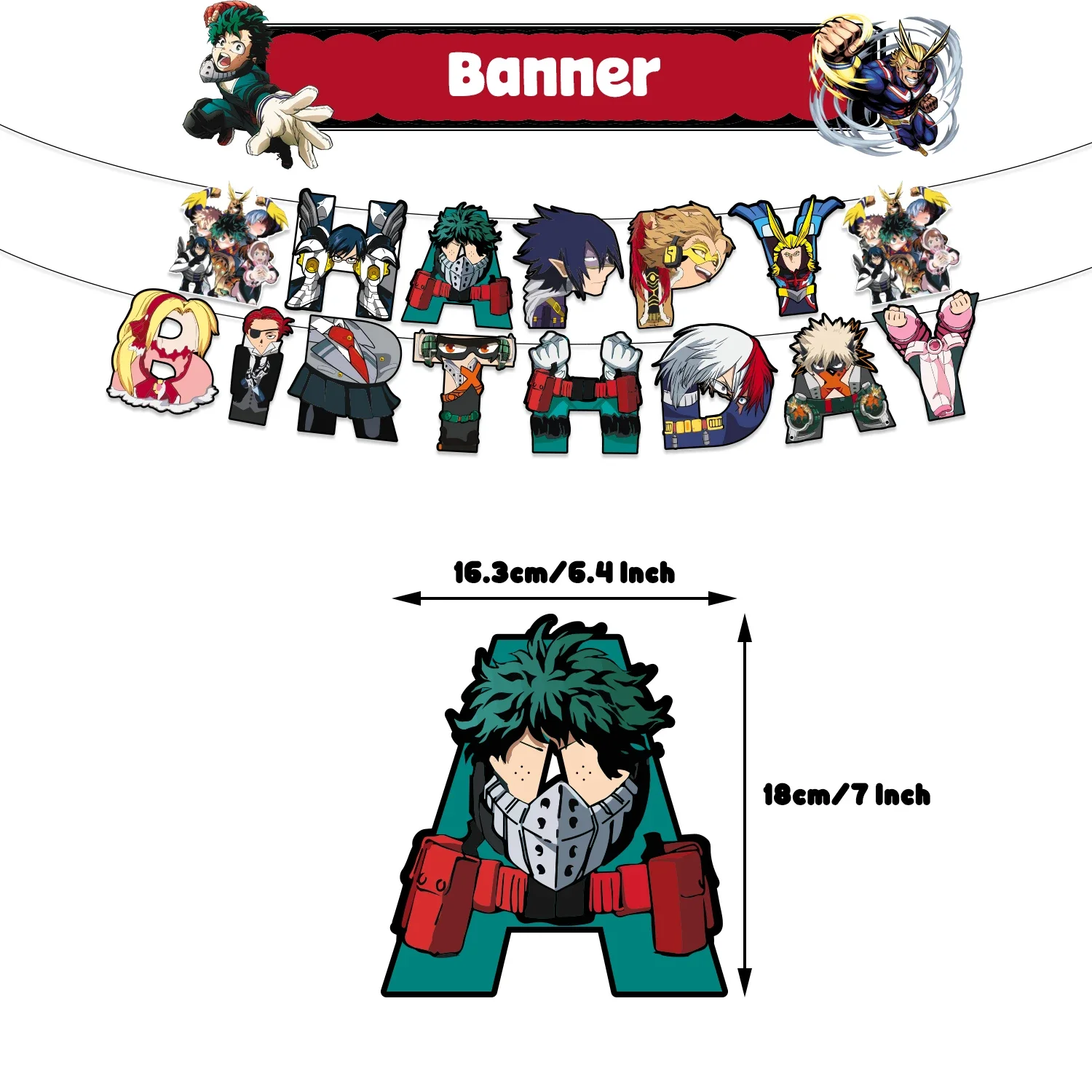My Hero Academia Themen-Geburtstagsparty Dekoration Teller Becher Tischdecke Ballon Hintergrund Tortendekoration Babyparty-Zubehör Fangeschenk – Detail 5