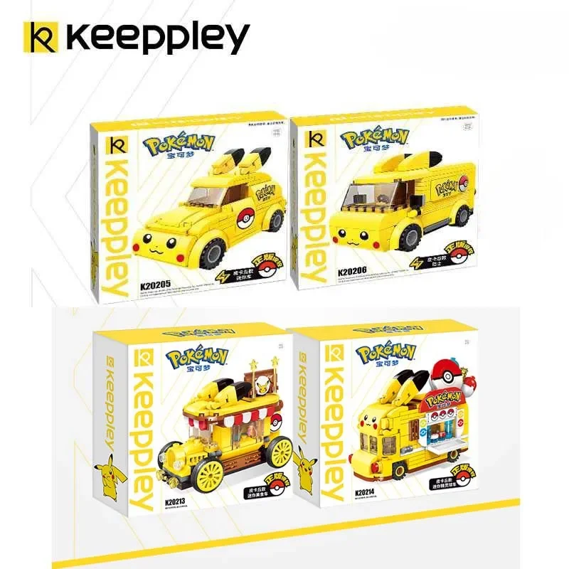 Keeppley Regalo Di Natale Pokemon Cartoon Anime Pokemon Pikachu Cute Car Bus View Building Blocks Set Classic Model Giocattoli Per Bambini